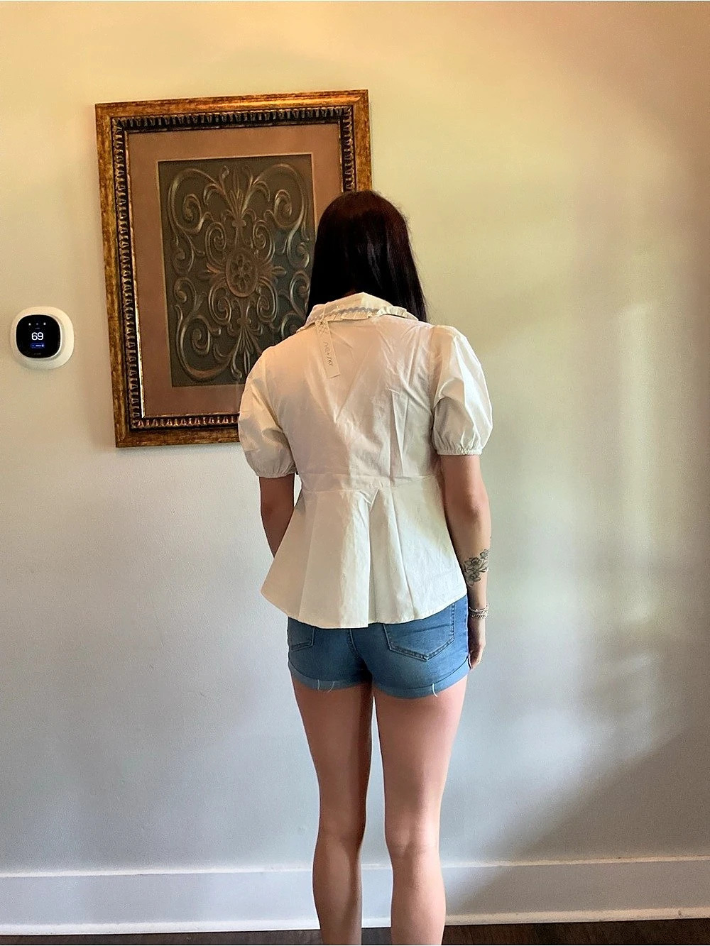 Ivory Peplum Blouse Blue RicRac - Picture 3 of 3